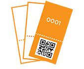 Printed tickets with numbers and bar codes